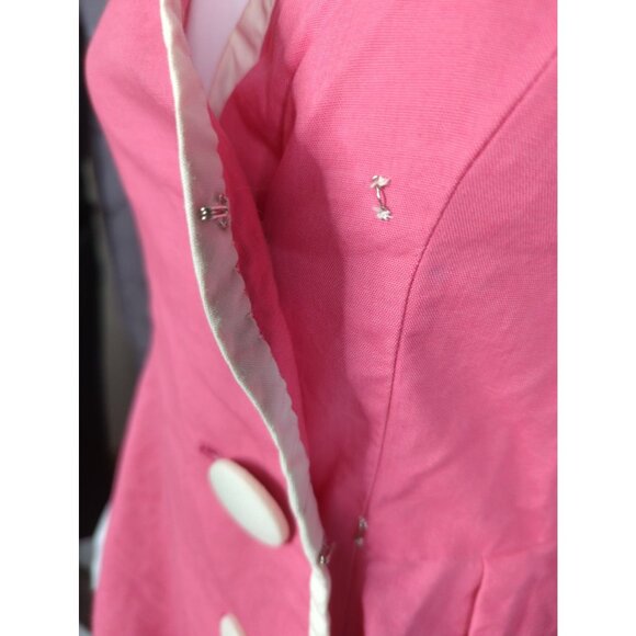 Vintage 60s Womens Small Pink White 5 Button Above Knee Handmade Dress - Picture 5 of 6
